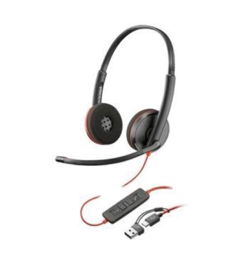 HP POLY BLACKWIRE 3220 CUFFIE CABLATE CON MICROFONO INTERFACCIA USB-C/A/JACK 3.5MM BLACK CONFEZIONE BULK